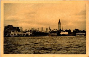 Midtown Skyline of NYC from Hudson River Real Photo Postcard PC189