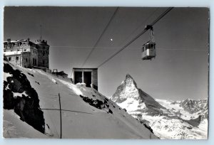 Switzerland Postcard Zermatt Gornergrat Cable Car c1950's RPPC Photo