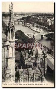 Paris Old Postcard The Seine view of the towers of Notre Dame