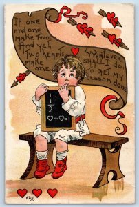 c1910's Valentine Boy Hearts Dart HBG Embossed Olympia Washington WA Postcard