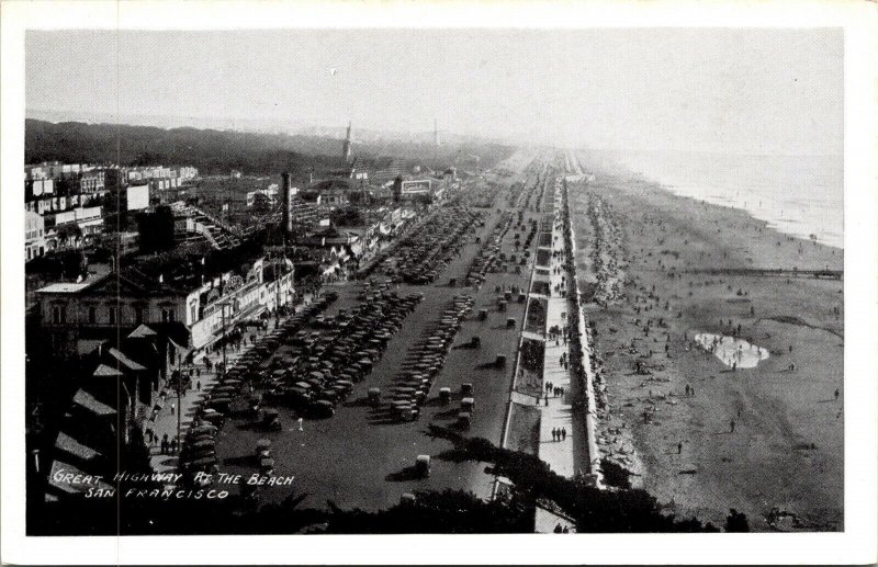 Great Hwy Beach San Francisco Aerial View Parking WB Postcard VTG UNP Unused 