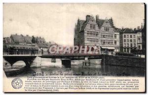 Old Postcard Ghent Bridge Between Herbs and walking hay