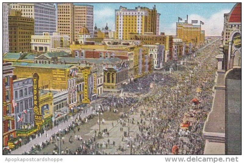 Louisiana New Orleans Mardi Gras Crowds On Canal Street