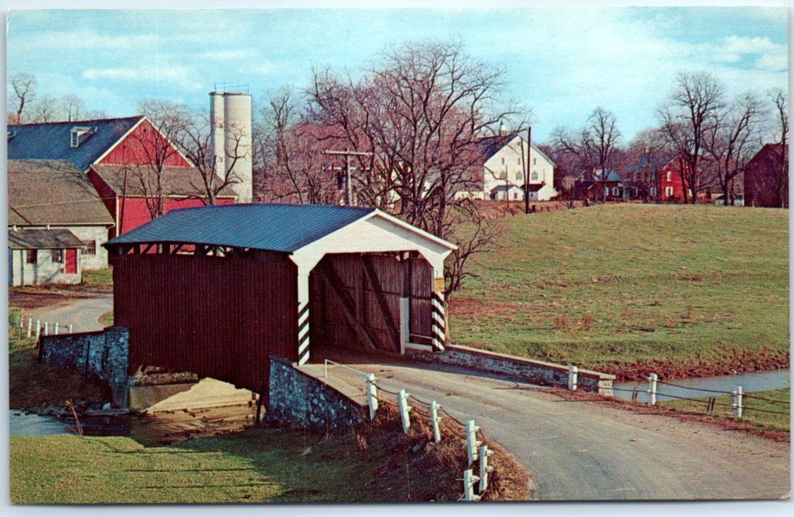 Postcard Landis Mill Bridge, "Heart of Dutchland" Pennsylvania United States