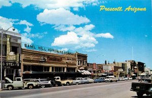 Postcard 1950s Arizona Prescott Whiskey Row Autos Truck Petley AZ24-2319