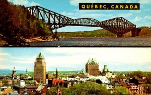 Canada Quebec Split View Skyline and Bridge