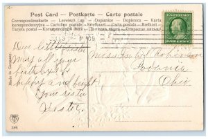 1909 Birthday Greetings Boy And Girl Sword With Flowers Germany Posted Postcard 