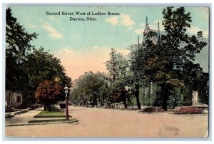 1913 Scenic View Second Street West Ludlow Street Dayton Ohio Antique Postcard 