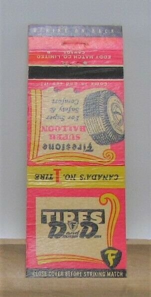 FIRESTONE Tires Dickinson and Dunn Canada Vintage Matchbook Cover