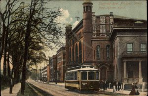 NEW HAVEN CT Sheffield Row TROLLEY STREETCAR c1910 Postcard