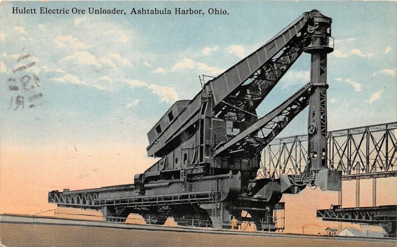 F59/ Ashtabula Harbor Ohio Postcard 1914 Hulett Electric Ore Unloader 9