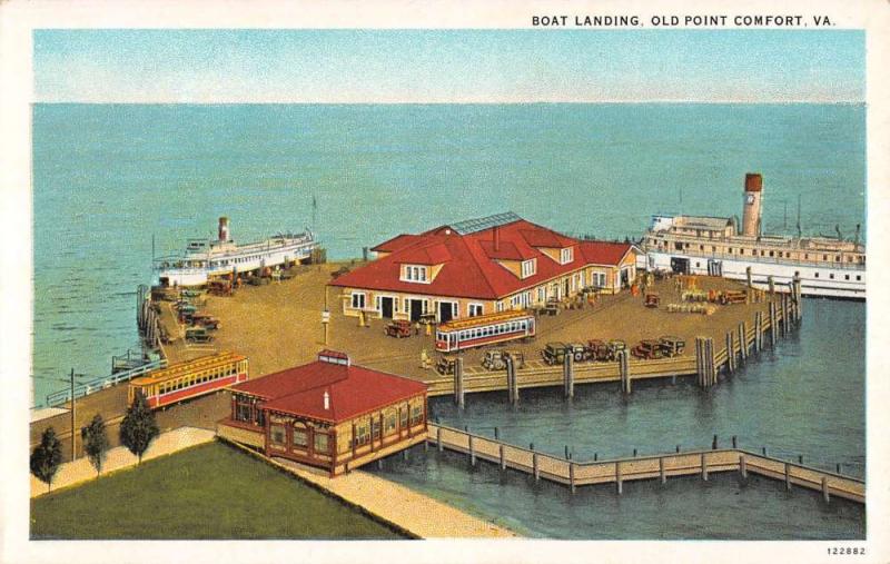 Old Point Comfort Virginia Boat Landing Birdseye View Antique Postcard K20466