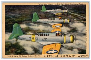 1942 US Naval Air Station Scout Bombers Jacksonville FL Soldier Mail Postcard