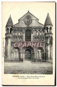 Old Postcard Poitiers Church of Our Lady the Great Western Main Facade