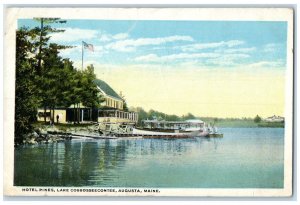 c1930's Hotel Pines Lake Cobbosseecontee Boat Augusta Maine ME Vintage Postcard