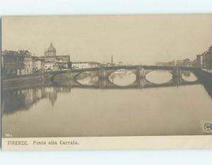 old rppc BRIDGE BESIDE BUILDINGS Florence - Firenze - Tuscany Italy HM1735