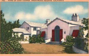 Vintage Postcard 1920's Home of Gary Cooper Brentwood Heights California CA