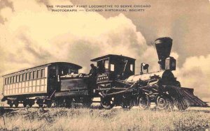 Pioneer First Railroad Locomotive to Serve Chicago Illinois 1940s postcard