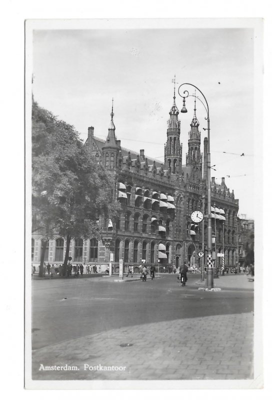Netherlands RPPC Amsterdam Postkantoor Post Office Glossy BW Real Photo Postcard