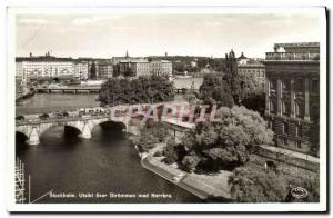Postcard Old Stockholm Utsikt Over Strommen Med Norrbro