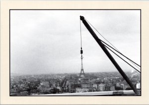 Postcard France Paris Art Eiffel Tower Hanging from Construction Hook by Plossu