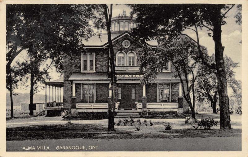 GANANOQUE ONTARIO CANADA~ALMA VILLA~STONE~WIDOWS WALK~ PHOTO POSTCARD