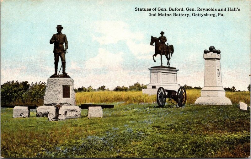 PC Statues Generals and Hall's 2nd Maine Battery Gettysburg Pennsylvania~136275 