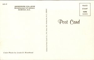 Vtg South Carolina SC Anderson College Campus Old Cars Postcard