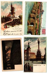 CZECH REPUBLIC, CZECOSLOVAKIA, 21 Vintage LITHOGRAPH POSTCARDS pre-1910 (L5792)