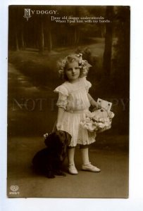 497528 My Doggy DACHSHUND Dog & Lovely Girl Vintage PHOTO postcard