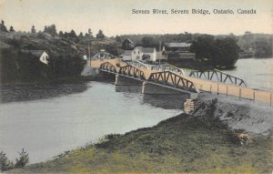 Severn River Bridge Ontario Canada 1910s Hand-Colored JE Evans Vintage Postcard
