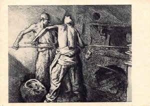 Russia Ofort Bakery art painting by Frank Brangwin vintage postcard