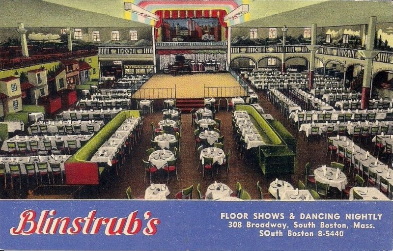 South Boston MA Blinstrub's Nightclub, Dance Hall, Restaurant 1940s Tichnor