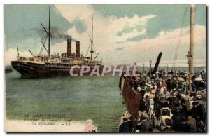 Old Postcard Saint Nazaire The departure of Transatlantic Normandy Boat