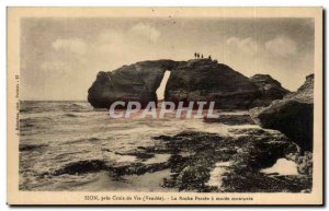 Old Postcard Zion near Croix de Vie The breakthrough boulder rising tide