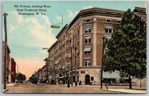 Vtg Huntington West Virginia WV 4th Avenue Street View 1910s Old Postcard