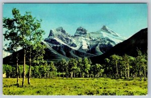 The Three Sisters, Canmore, Alberta, Vintage 1961 Chrome Gibbons Postcard