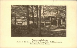 Winthrop centro Maine androscogging Lodge YMCA Training Camp c1915 Postal 