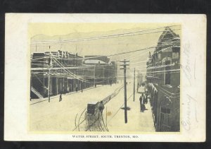 TRENTON MISSOURI DOWNTOWN WATER STREET SCENE WINTER ICE STORM 1907 POSTCARD