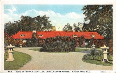 Home of Writer Irving Batcheller, Winter Park, Florida ca 1920s Vintage Postcard 