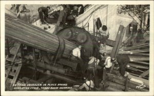 Yerba Buena CA Setting Squeezer in Place Golden Gate Bridge Const? RPPC xst