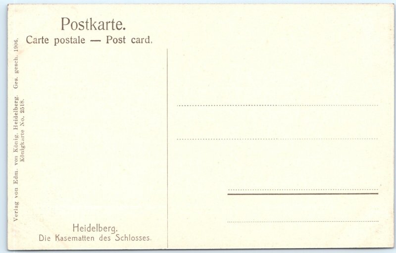 1906 Postcard Heidelberg Germany Kasematten Fortress Castle Casemate Tunnel A368