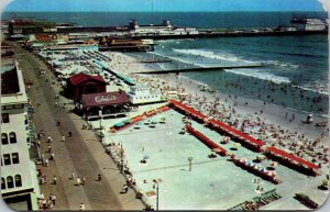 Aerial View Boardwalk and Pier, Atlantic City NJ Vintage Postcard O65