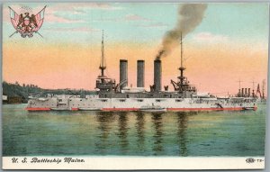 US BATTLESHIP MAINE ANTIQUE POSTCARD