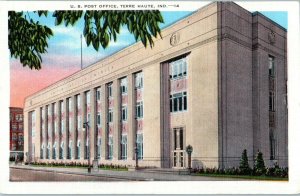 US Post Office Terre Haute Indiana Vintage Postcard