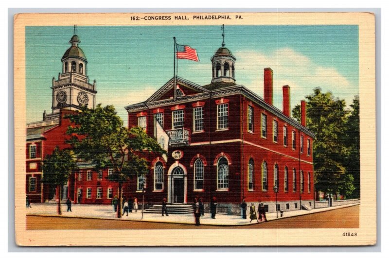 Vintage 1940s Postcard Congress Hall Chestnut Sixth St Philadelphia Pennsylvania