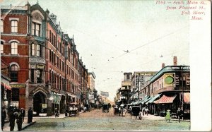 South Main St, Pleasant St. Fall River MA Undivided Back Vintage Postcard I55 