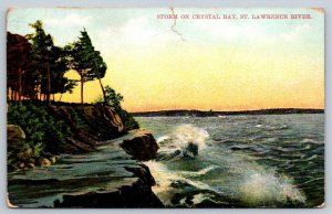 Storm On Crystal Bay, Thousand Islands New York, Antique 1909 Postcard