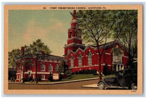 Lewiston Pennsylvania Postcard First Presbyterian Church c1940 Vintage Antique