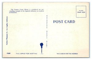 SANTA  BARBARA, CA California ~ COURT HOUSE c1940s Gardner-Thompson Postcard